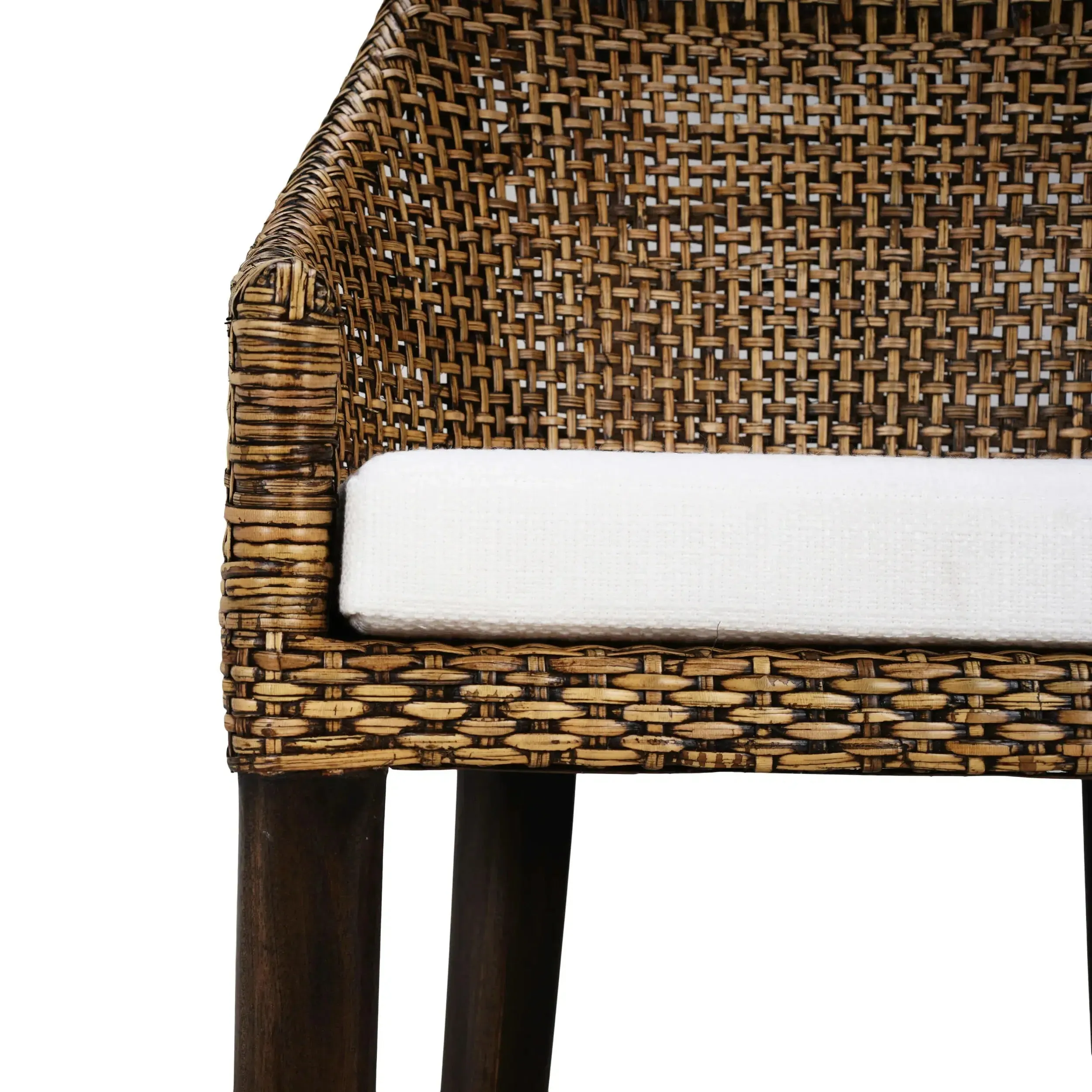 Savanah Barstool in Light Glazed Rattan w/ Arctic White Performance Seat Cushion