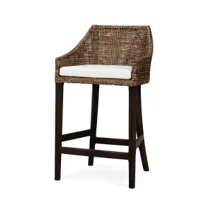 Savanah Barstool in Light Glazed Rattan w/ Arctic White Performance Seat Cushion