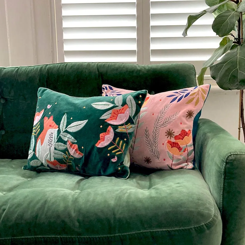Secret Garden Velvet Fox Cushion
