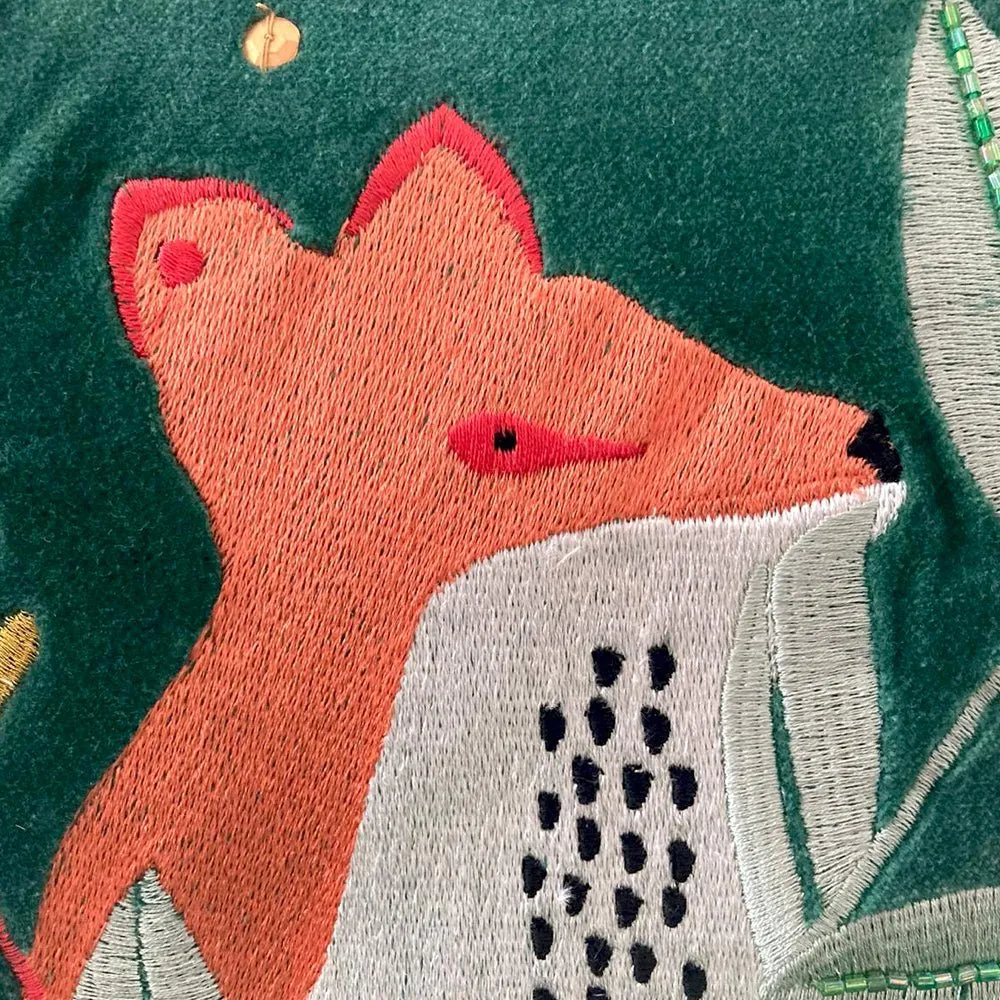 Secret Garden Velvet Fox Cushion