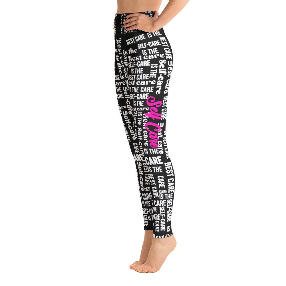 Self Care Words Yoga Leggings