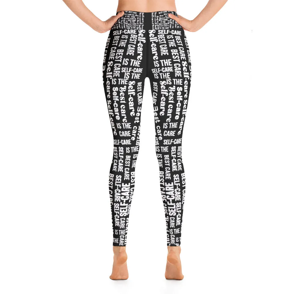 Self Care Words Yoga Leggings
