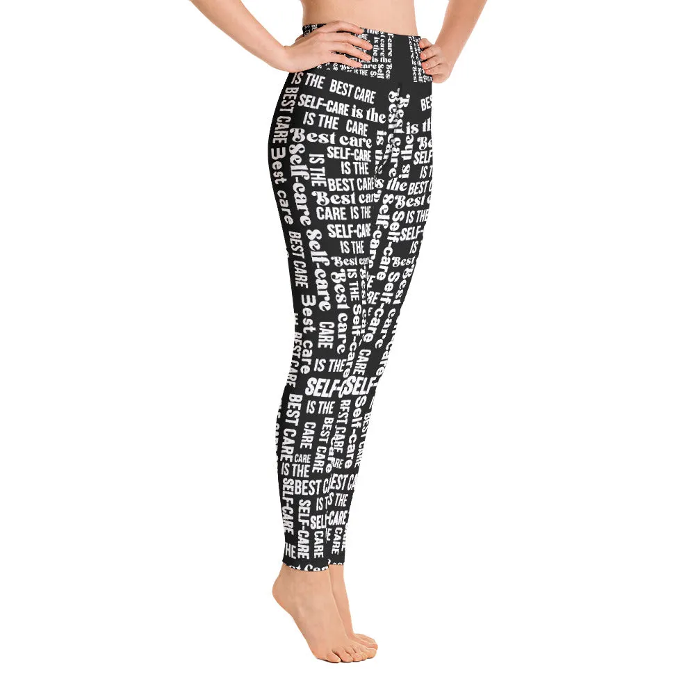 Self Care Words Yoga Leggings