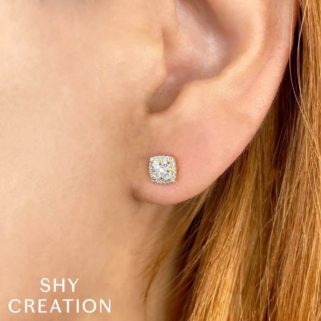 Shy Creation Pave Diamond Cushion Studs