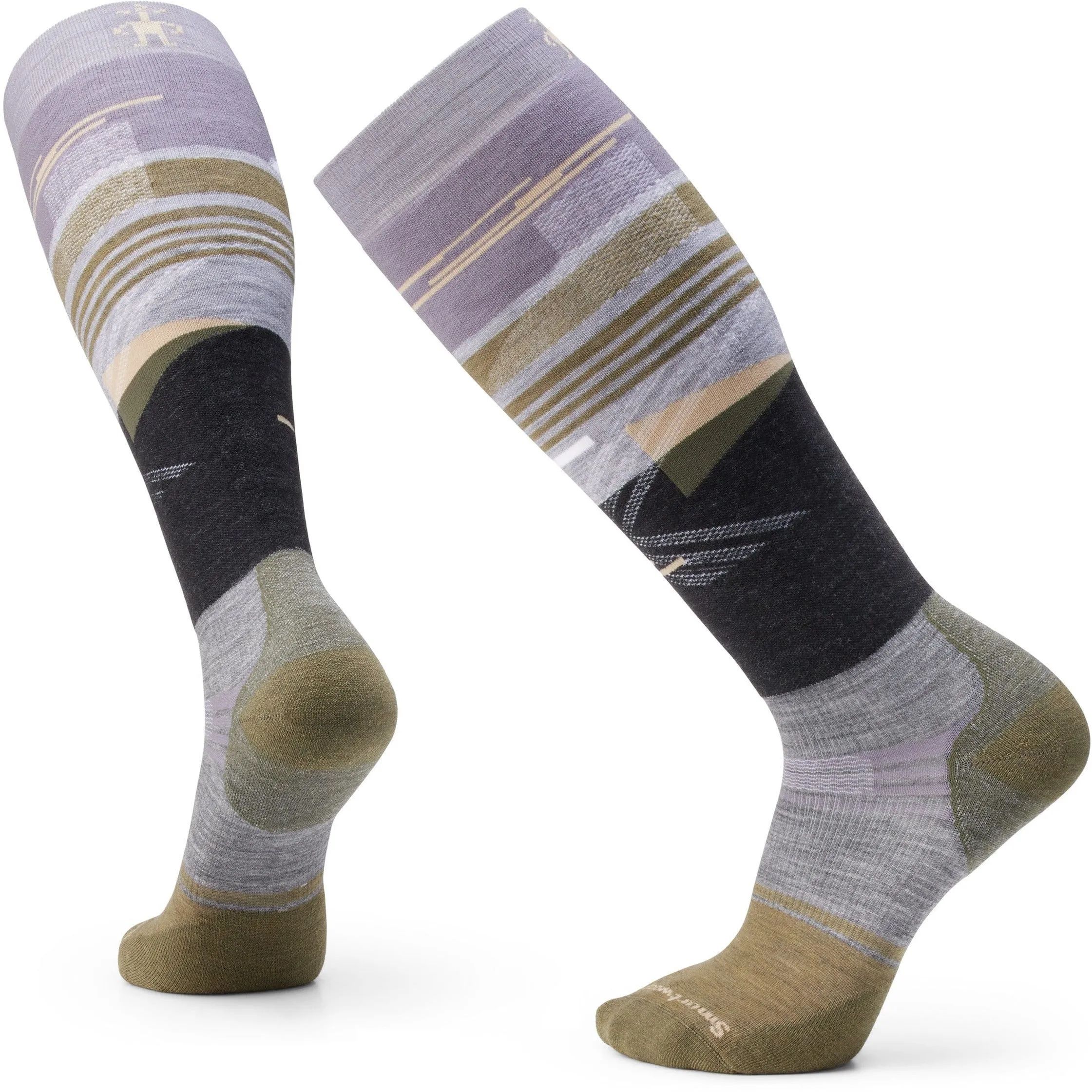 Smartwool Snowboard Targeted Cushion Broken Lines Pattern Over-The-Calf Socks