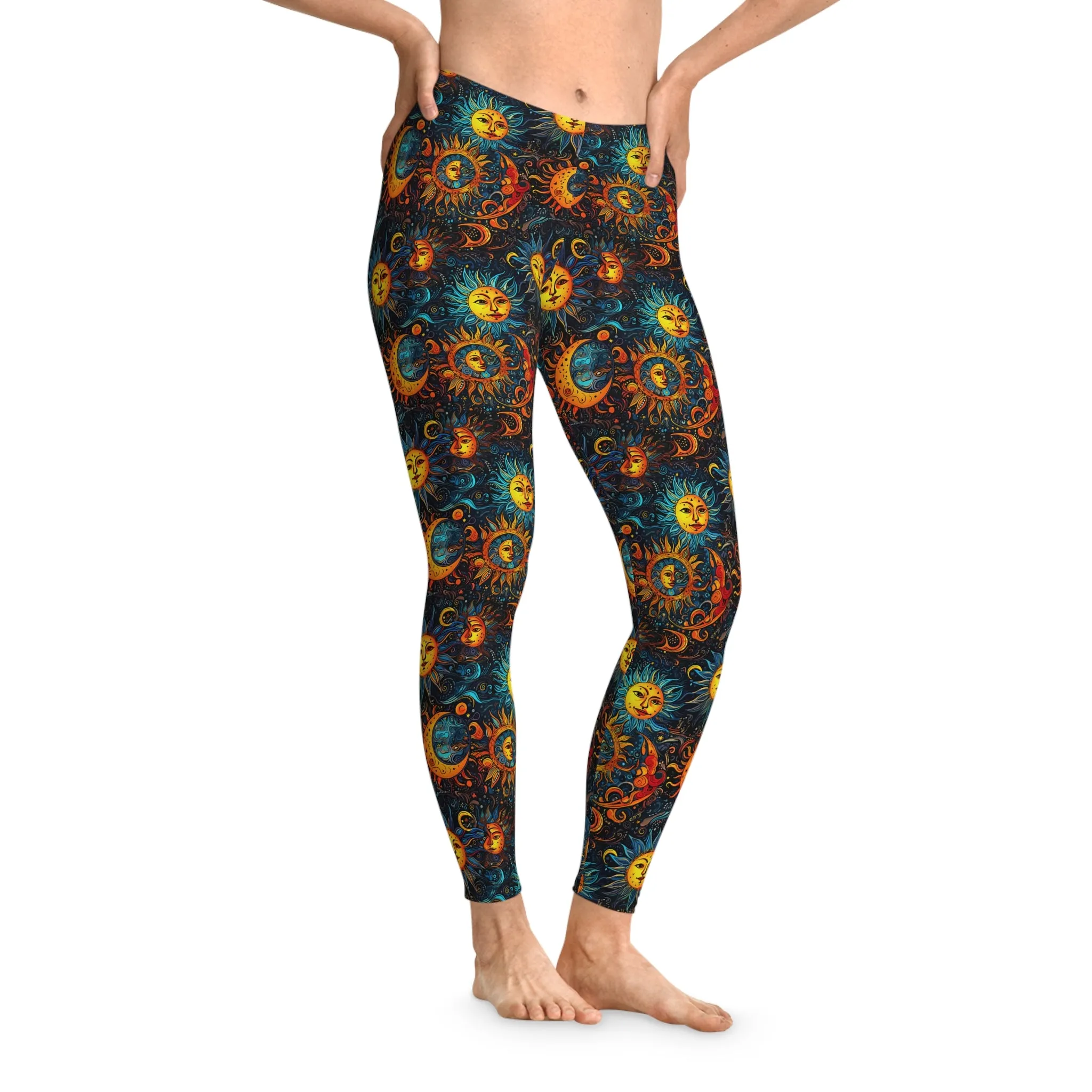 Solar Dreams Stretchy Leggings - Cosmic Yoga Pants for Freedom and Comfort