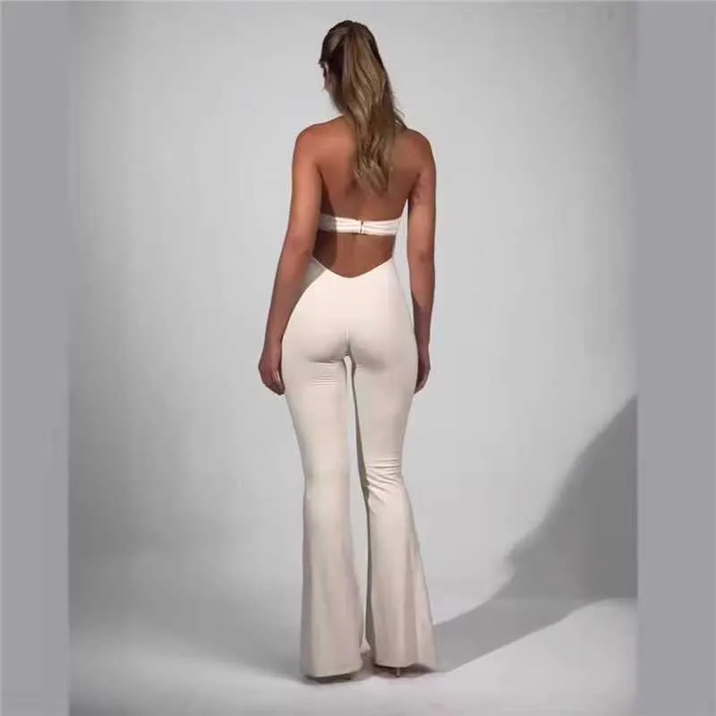 Solid Color Low Cut Stretchy Tight Sleeveless Jumpsuit
