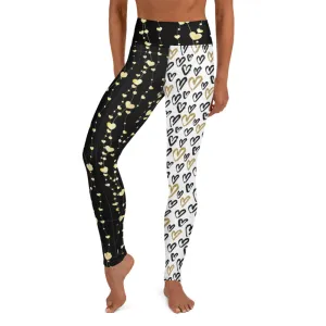Strings of Black and Gold Hearts - Yoga Leggings