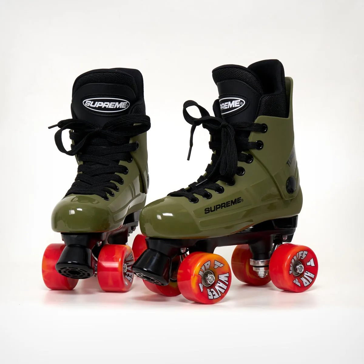 Supreme Turbo 33 Roller Skates (Bauer replacement) Army Green - Complete With Airwaves White Wheels (Various Colours)