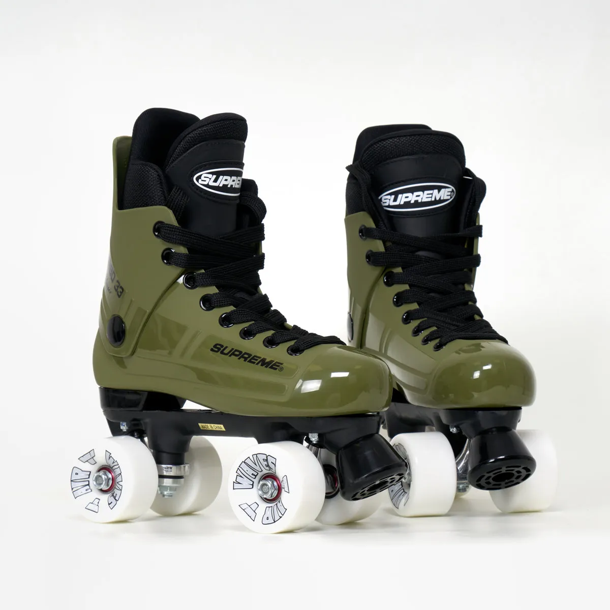 Supreme Turbo 33 Roller Skates (Bauer replacement) Army Green - Complete With Airwaves White Wheels (Various Colours)
