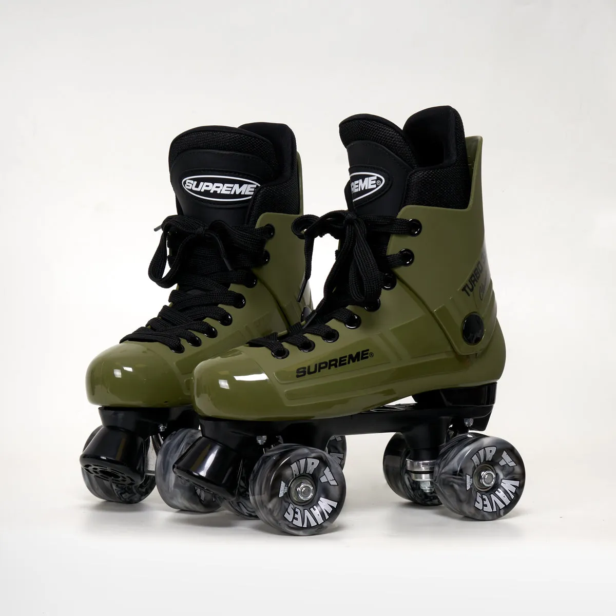 Supreme Turbo 33 Roller Skates (Bauer replacement) Army Green - Complete With Airwaves White Wheels (Various Colours)