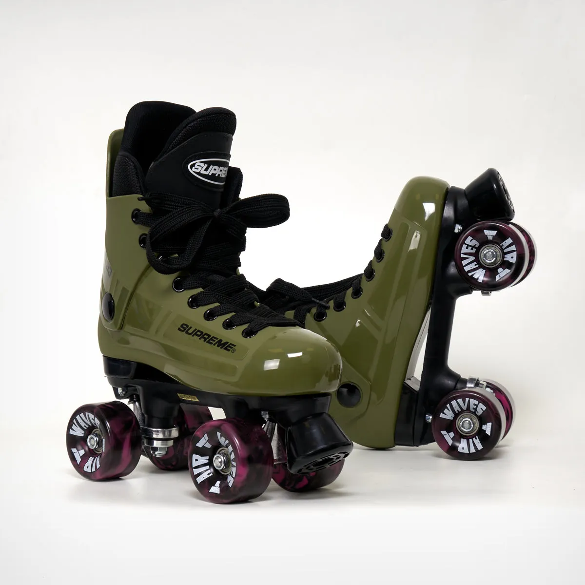 Supreme Turbo 33 Roller Skates (Bauer replacement) Army Green - Complete With Airwaves White Wheels (Various Colours)