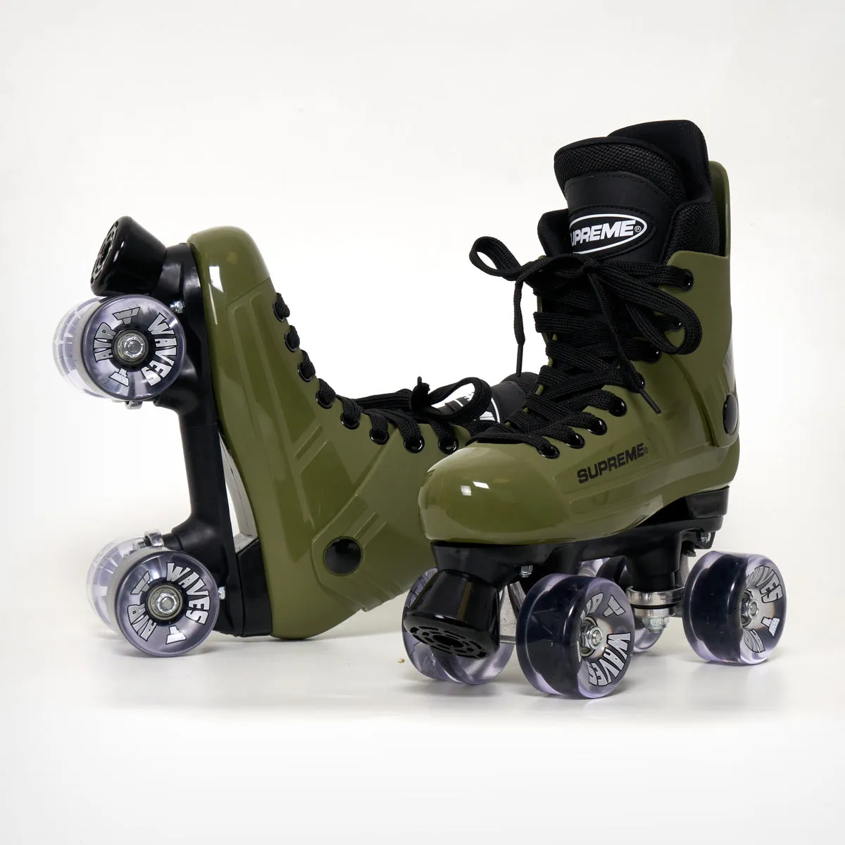 Supreme Turbo 33 Roller Skates (Bauer replacement) Army Green - Complete With Airwaves White Wheels (Various Colours)