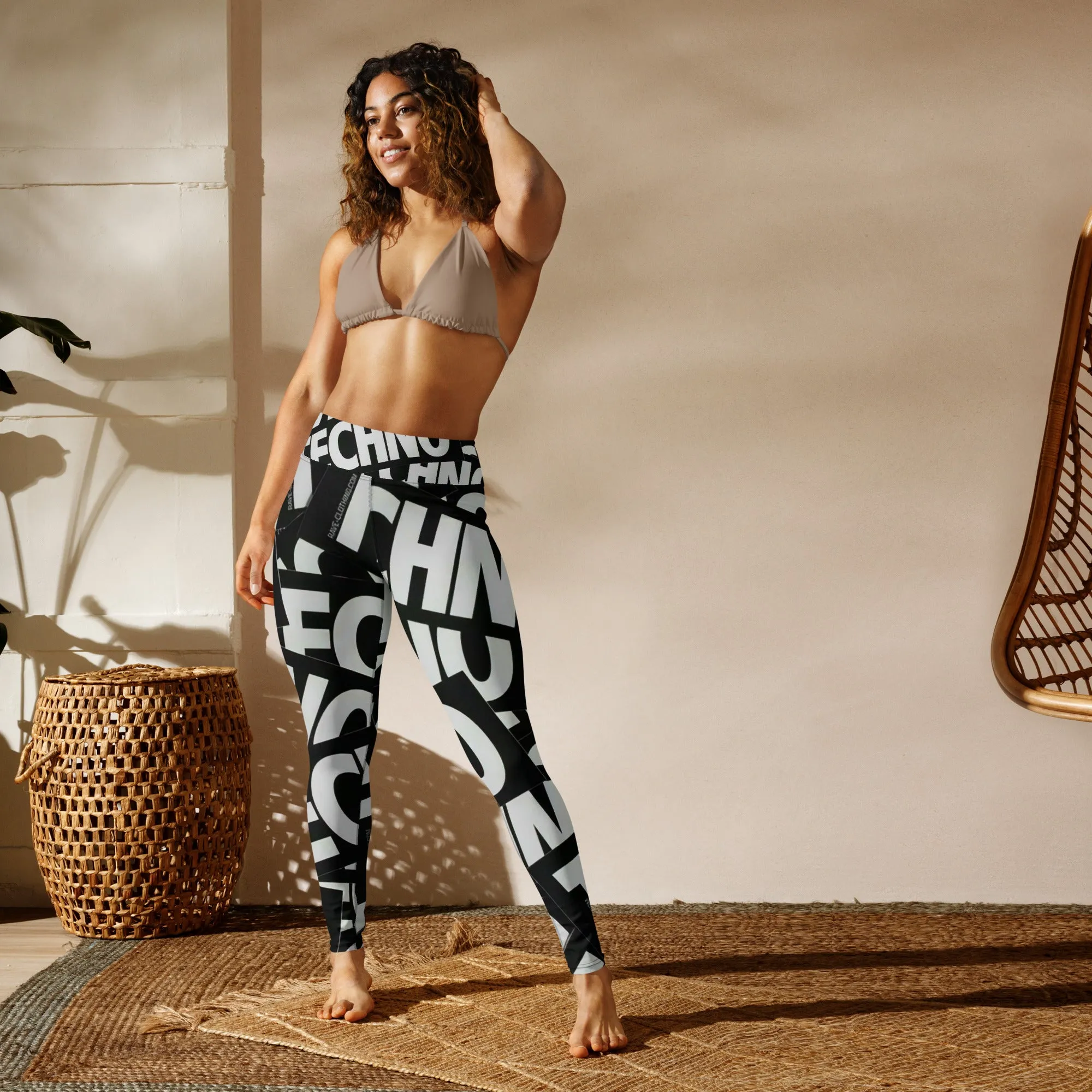 Techno Yoga Leggings, Activewear Fitness Leggings, Performance Wear, Workout Pants, Gym Leggings, Music Lover Gift