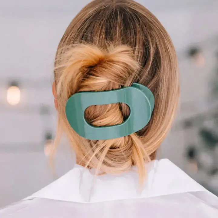 Teleties Flat Mistletoe Large Hair Clip Green