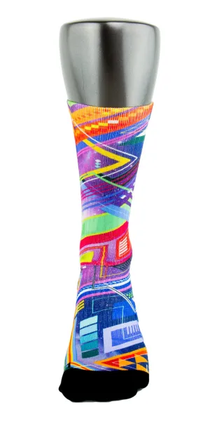 The Purple Grid CES Custom Socks