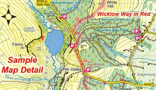 THE WICKLOW WAY MAP GUIDE N-S 1:50,000 GUIDEBOOK
