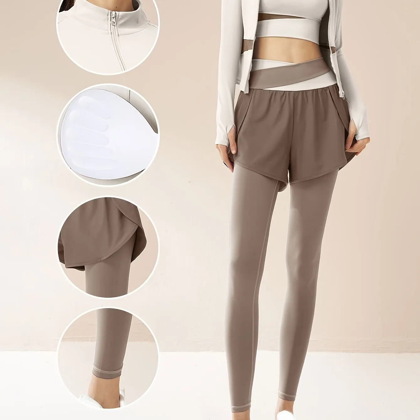 Three-Piece Yoga Set with Color Blocking