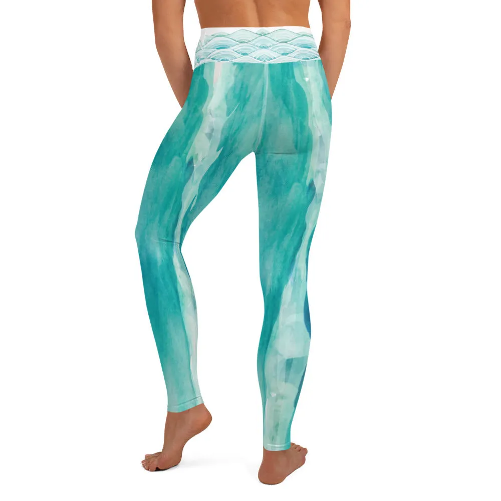 Turquoise Watercolor - Yoga Leggings
