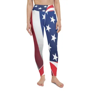 Waving American Flag - Yoga Leggings