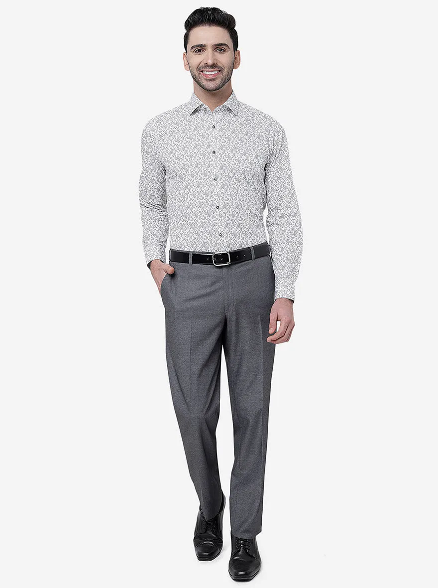 White & Black Printed Slim Fit Formal Shirt | Greenfibre