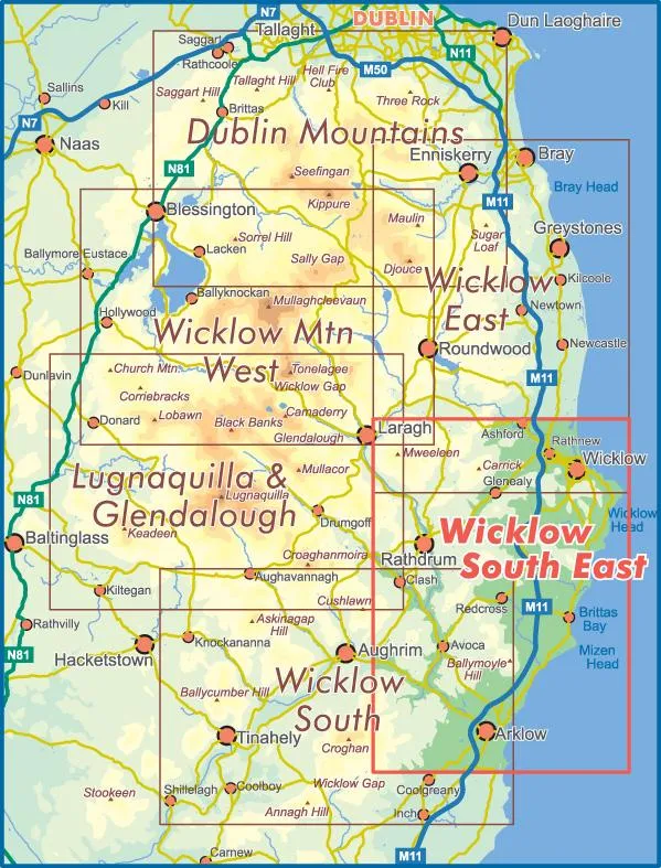 WICKLOW SOUTH EAST 1:25,000 SCALE MAP - WATERPROOF AND NON-WATERPROOF