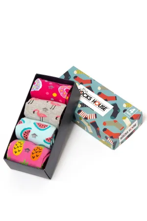 Women Theme Gift Set with 4 Pairs of Socks