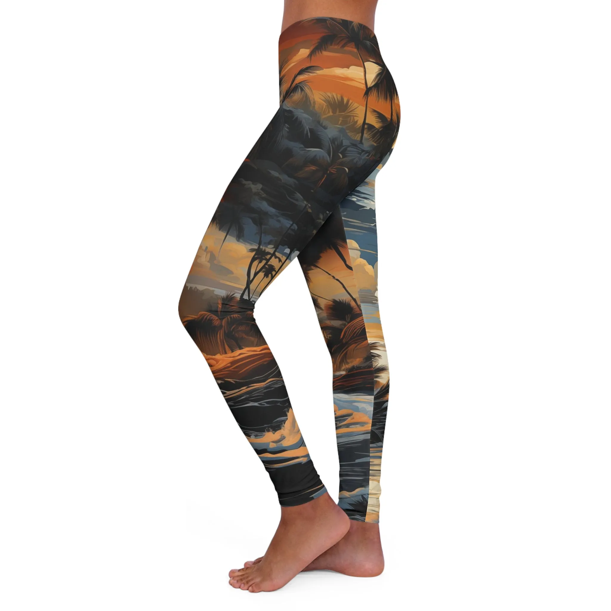 Women's Spandex Leggings - Bjrn Padmasana Palm Trees