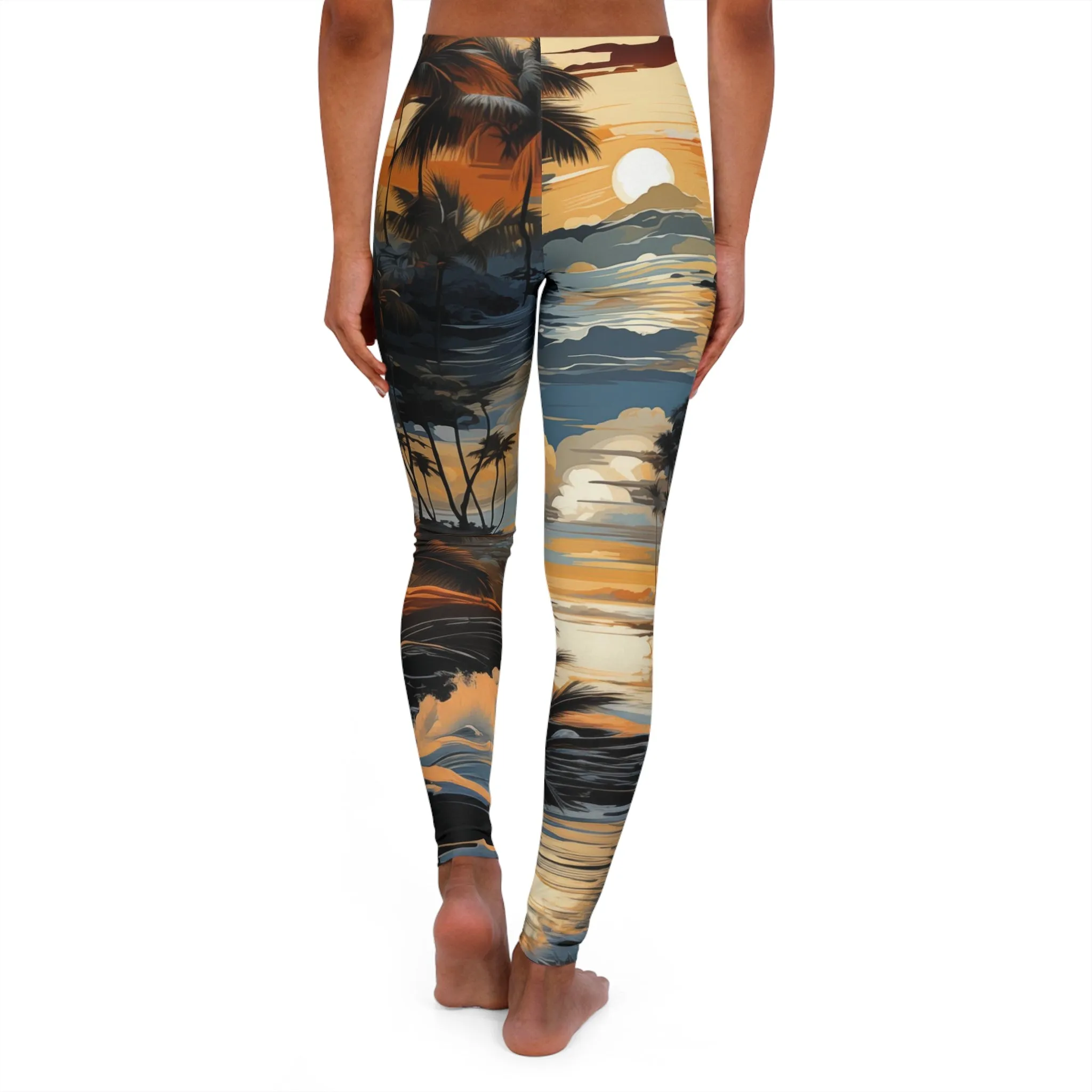 Women's Spandex Leggings - Bjrn Padmasana Palm Trees