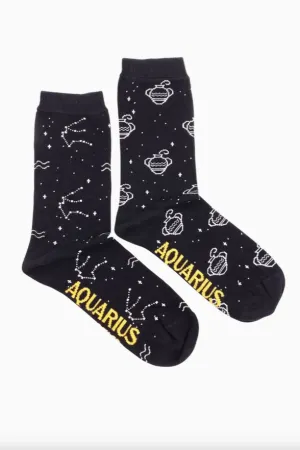 Womens Zodiac Mismatched Socks | Aquarius