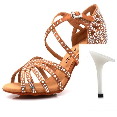 WUXIJIAO Jazz shoes Latin dance shoes female Latin Salsa girl casual shoes silver bronze skin shoes