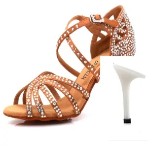 WUXIJIAO Jazz shoes Latin dance shoes female Latin Salsa girl casual shoes silver bronze skin shoes