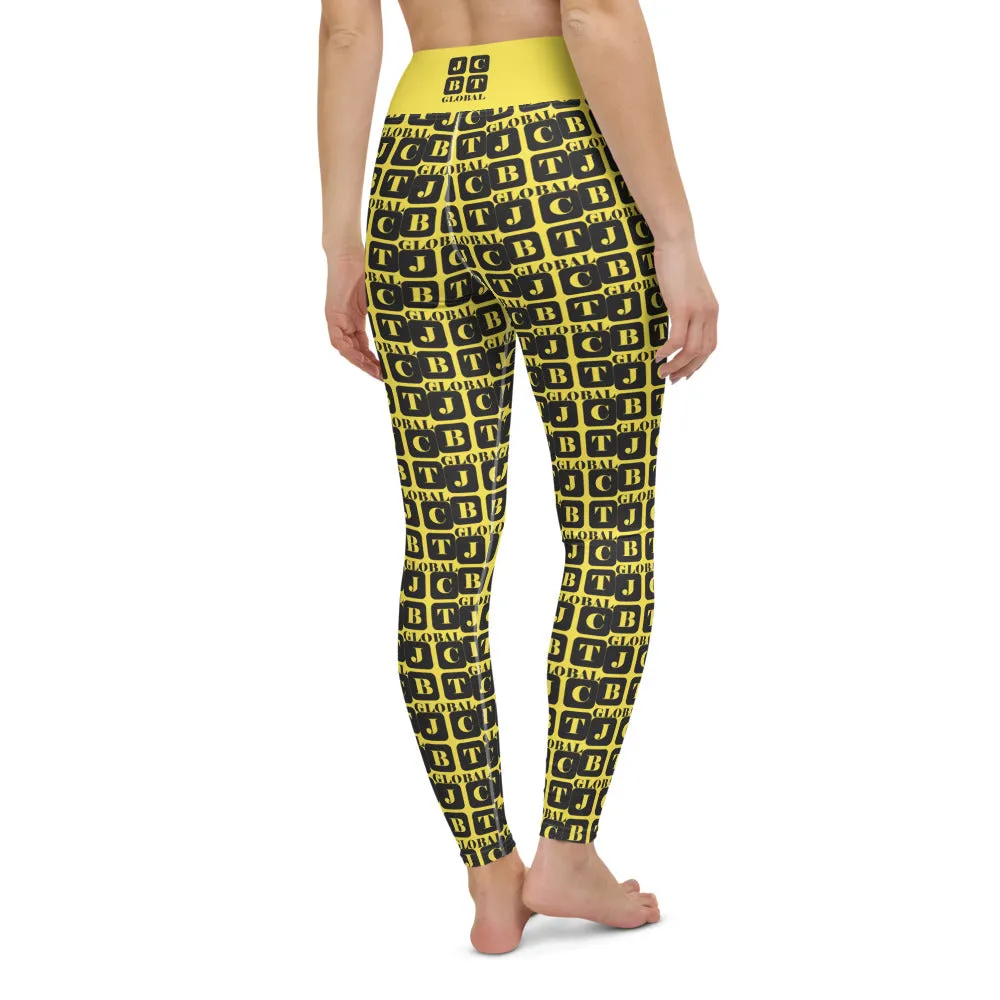 Yoga Leggings "2021-0041 Yellow (Black Logo)"