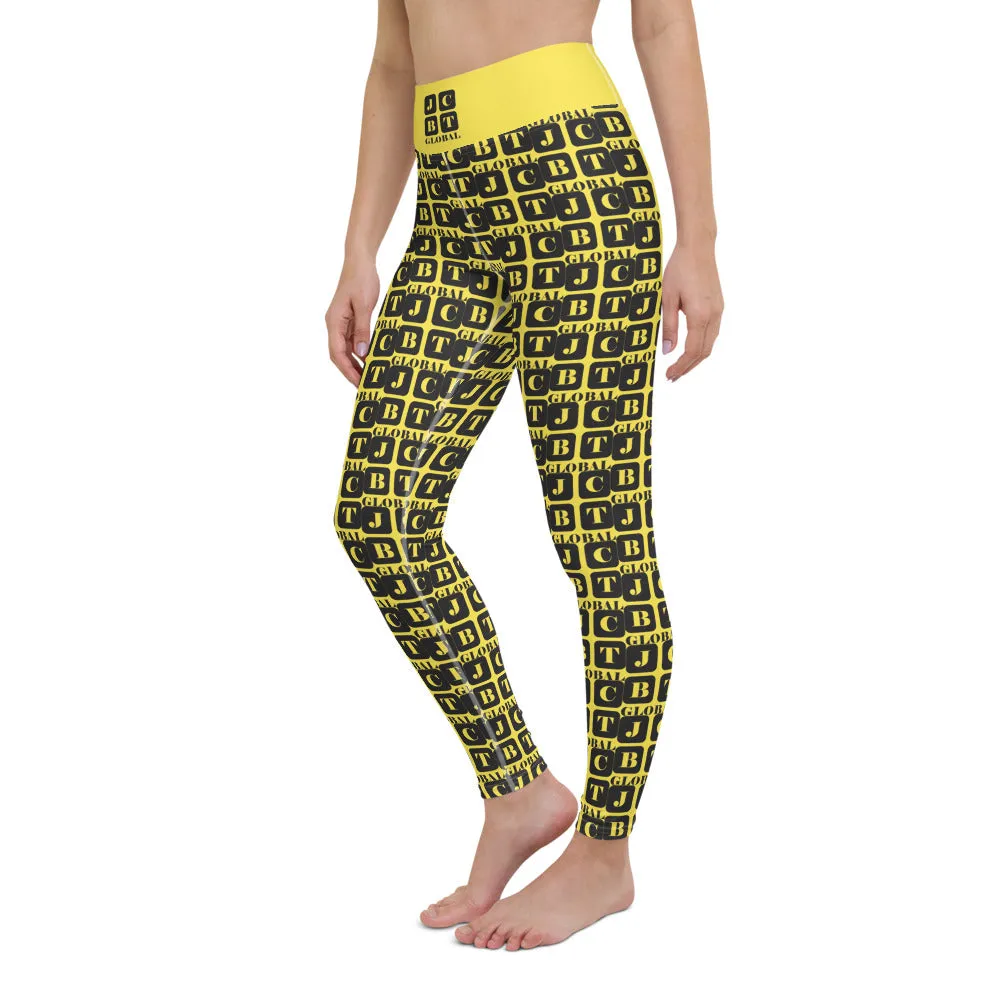 Yoga Leggings "2021-0041 Yellow (Black Logo)"
