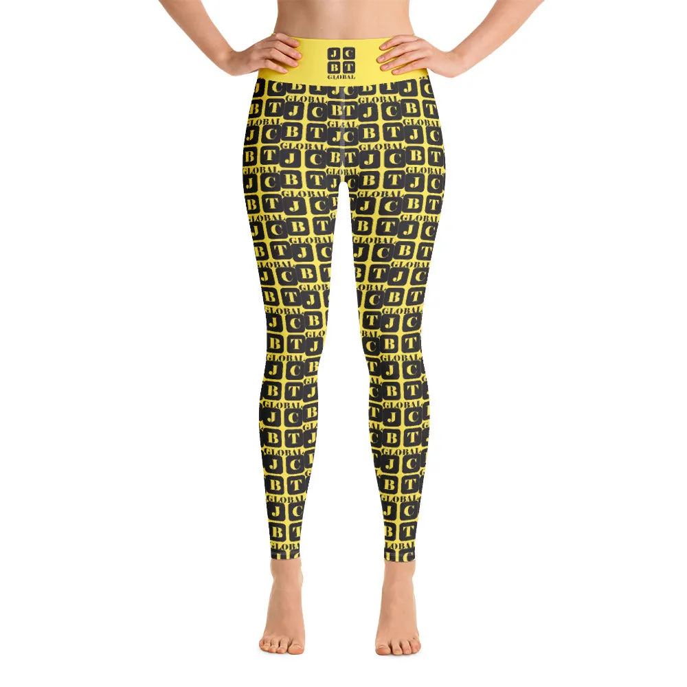 Yoga Leggings "2021-0041 Yellow (Black Logo)"