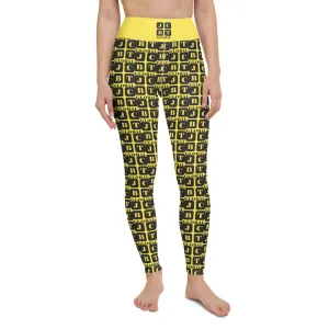 Yoga Leggings "2021-0041 Yellow (Black Logo)"