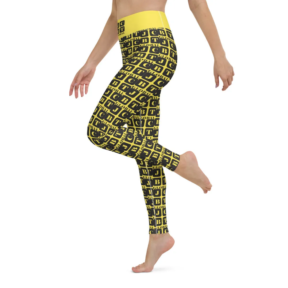 Yoga Leggings "2021-0041 Yellow (Black Logo)"