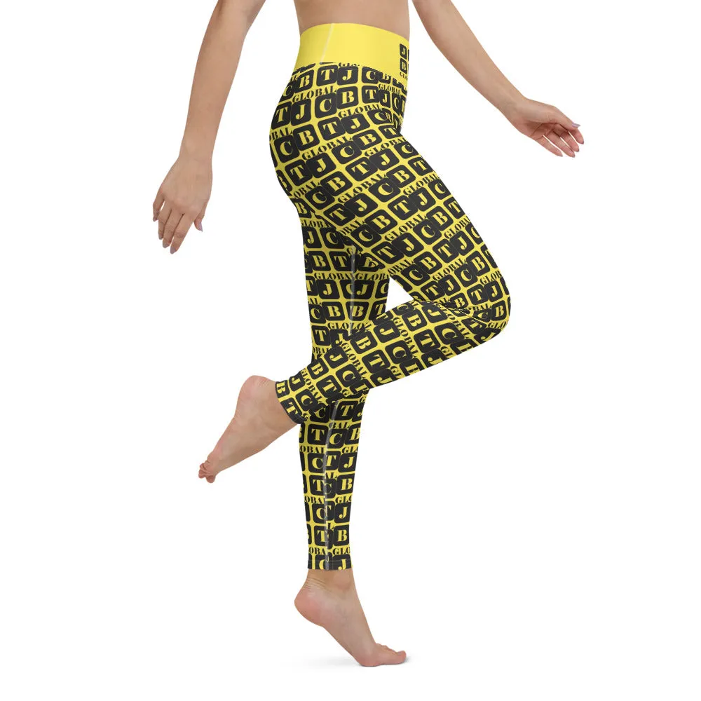 Yoga Leggings "2021-0041 Yellow (Black Logo)"