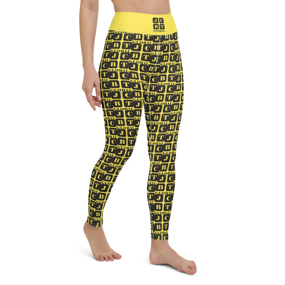 Yoga Leggings "2021-0041 Yellow (Black Logo)"