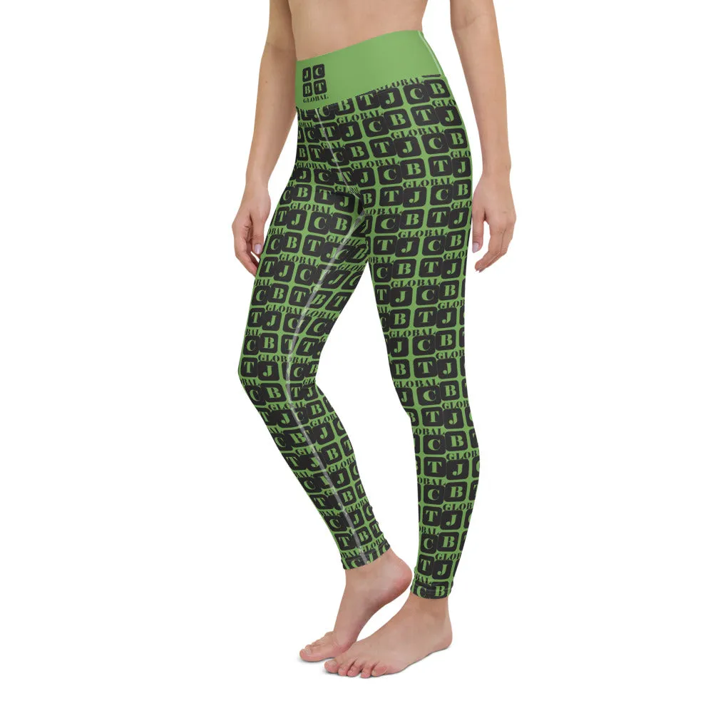 Yoga Leggings "2021-0061 Green (Black Logo)"