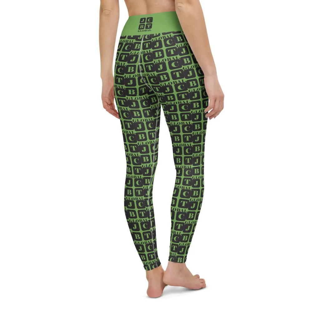 Yoga Leggings "2021-0061 Green (Black Logo)"