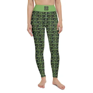 Yoga Leggings "2021-0061 Green (Black Logo)"