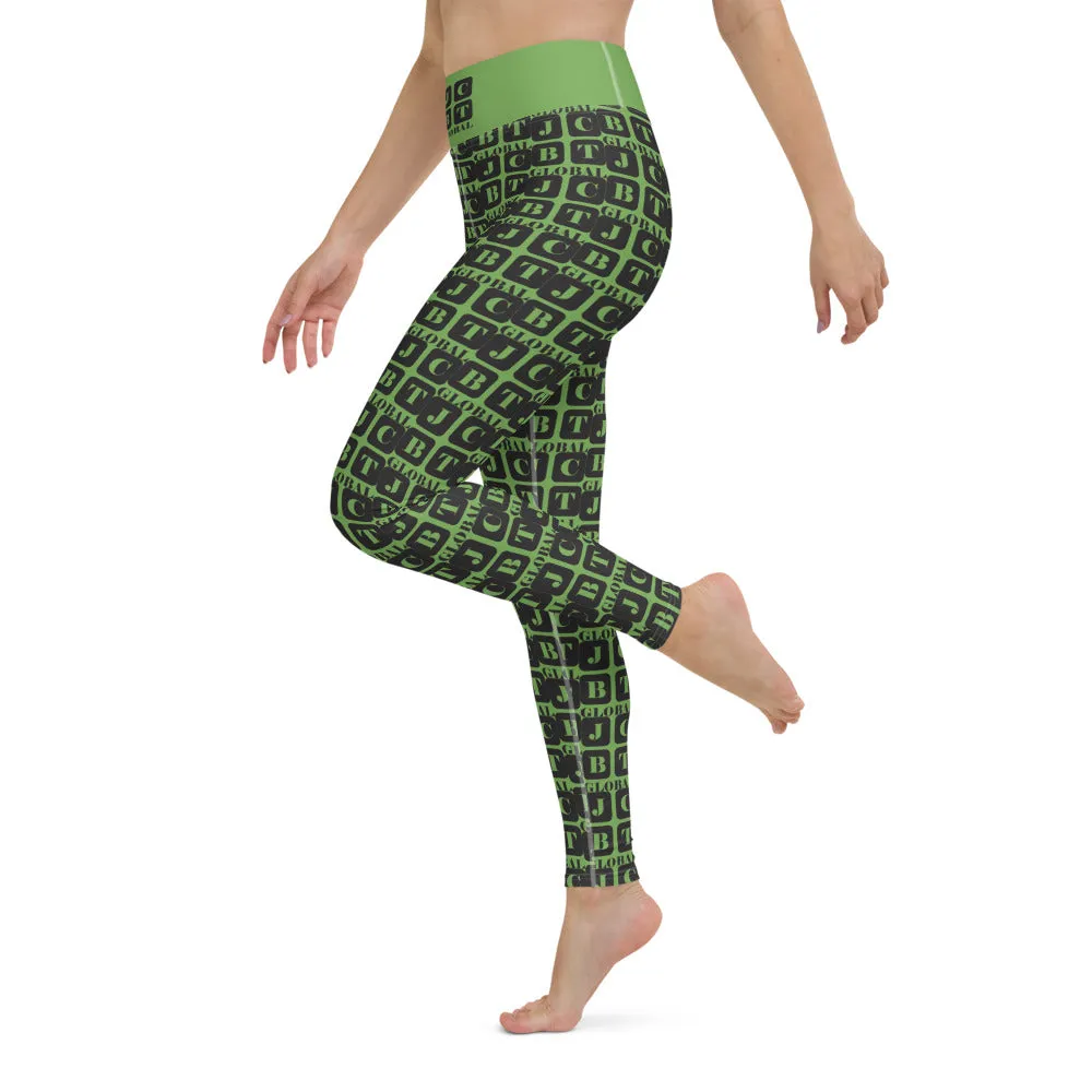 Yoga Leggings "2021-0061 Green (Black Logo)"