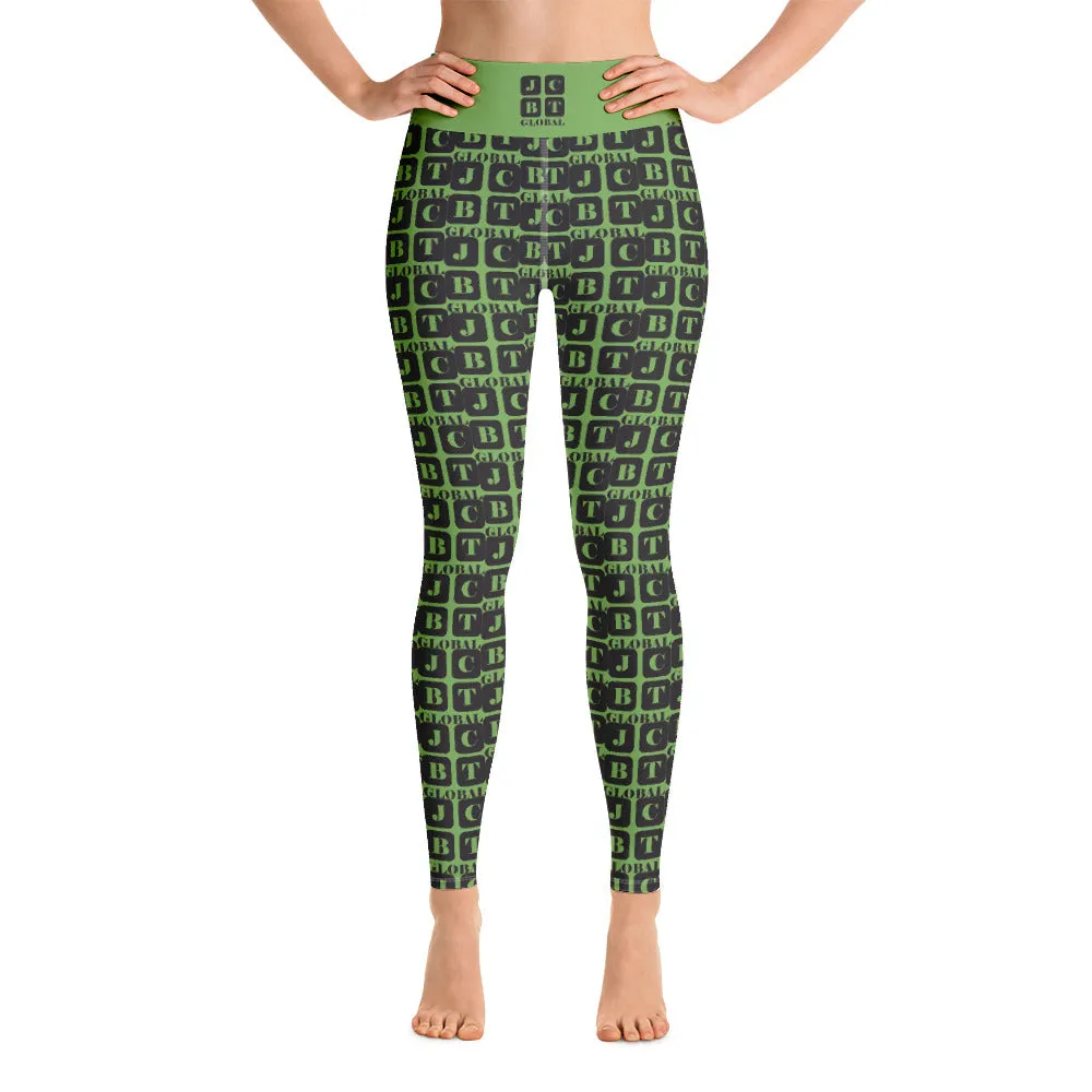 Yoga Leggings "2021-0061 Green (Black Logo)"
