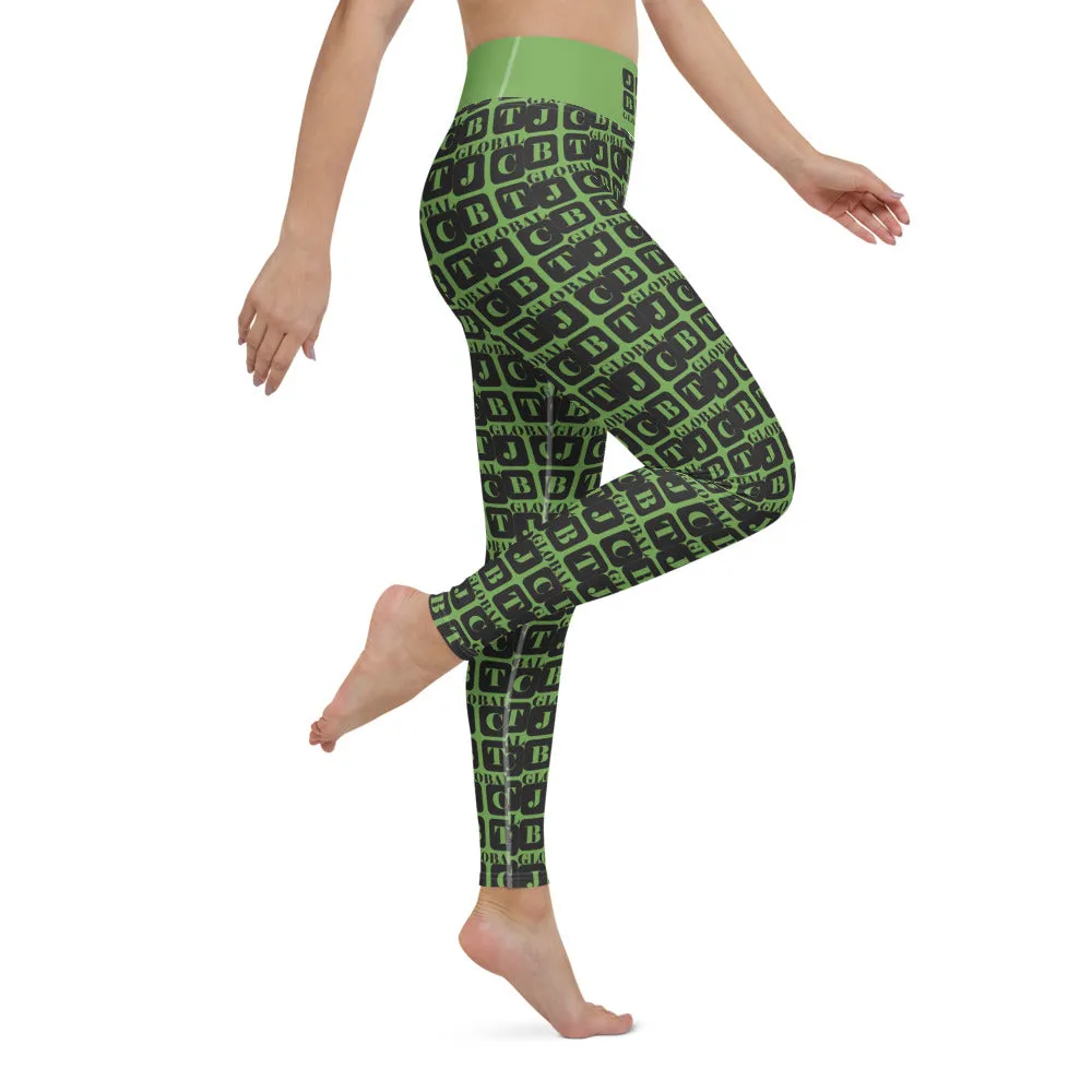 Yoga Leggings "2021-0061 Green (Black Logo)"