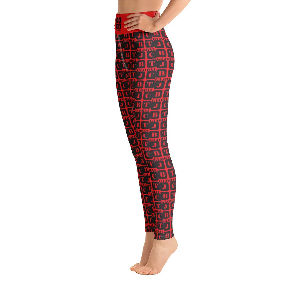 Yoga Leggings "2021-0091 Red (Black Logo)"
