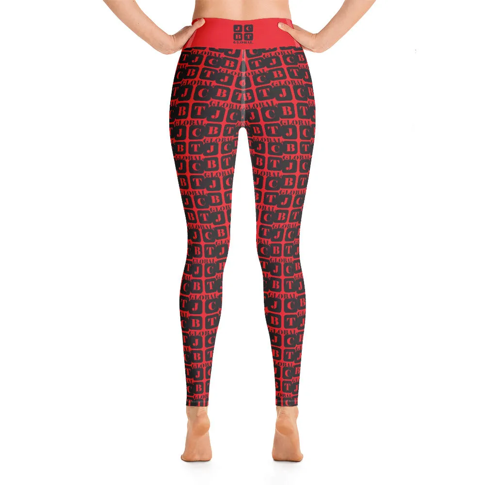 Yoga Leggings "2021-0091 Red (Black Logo)"
