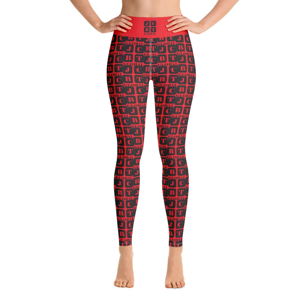 Yoga Leggings "2021-0091 Red (Black Logo)"