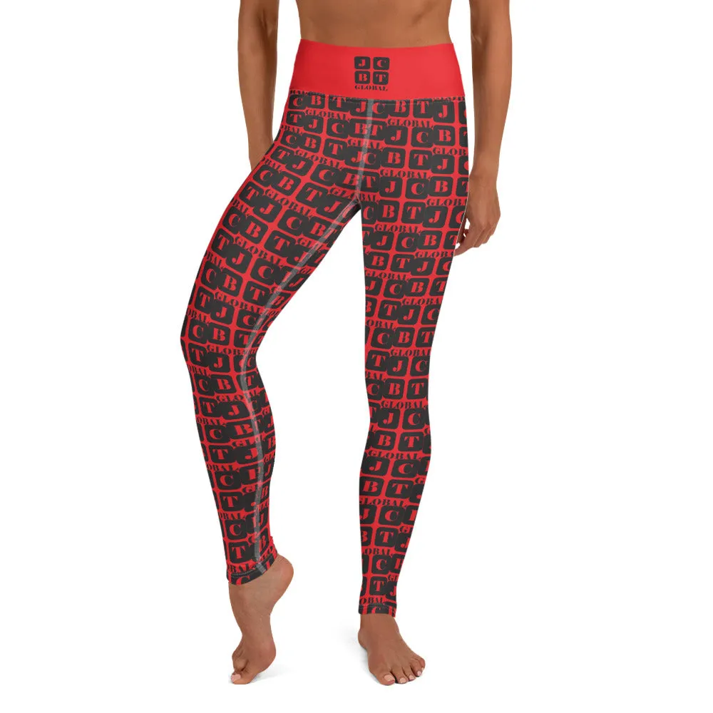 Yoga Leggings "2021-0091 Red (Black Logo)"