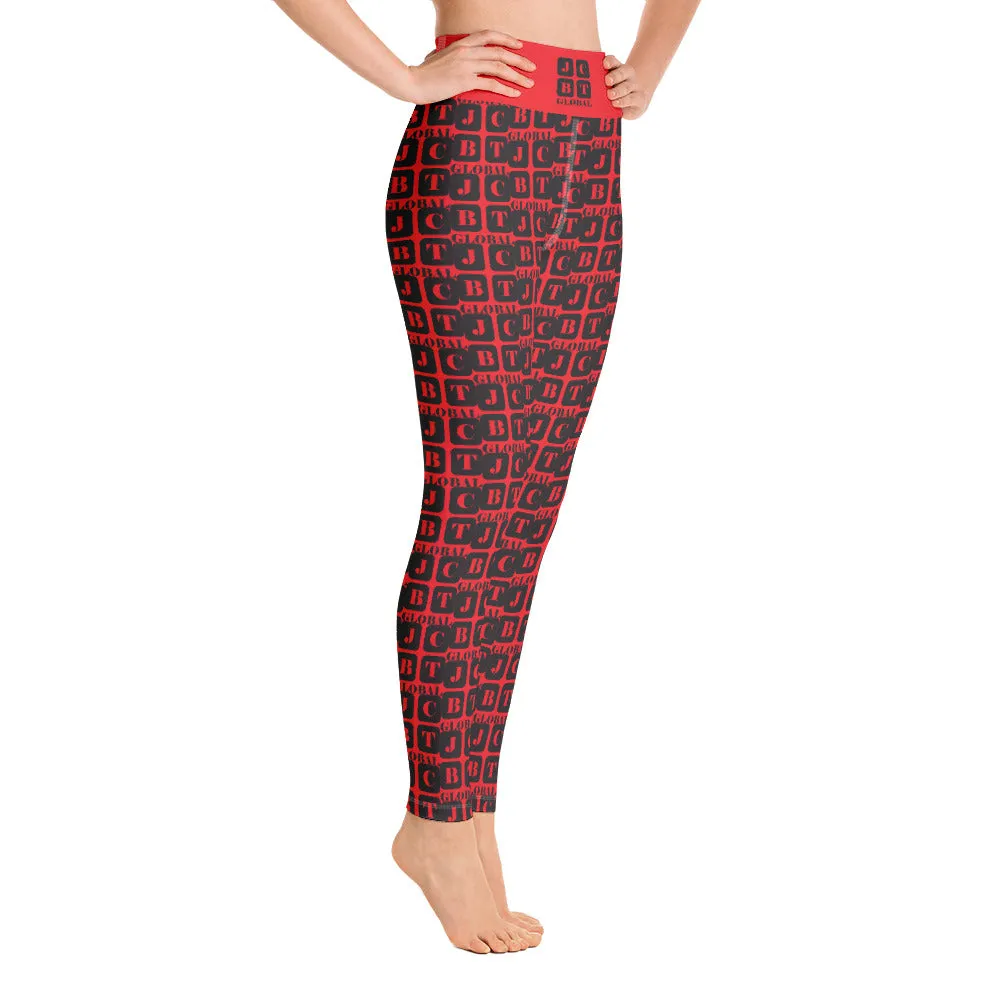 Yoga Leggings "2021-0091 Red (Black Logo)"
